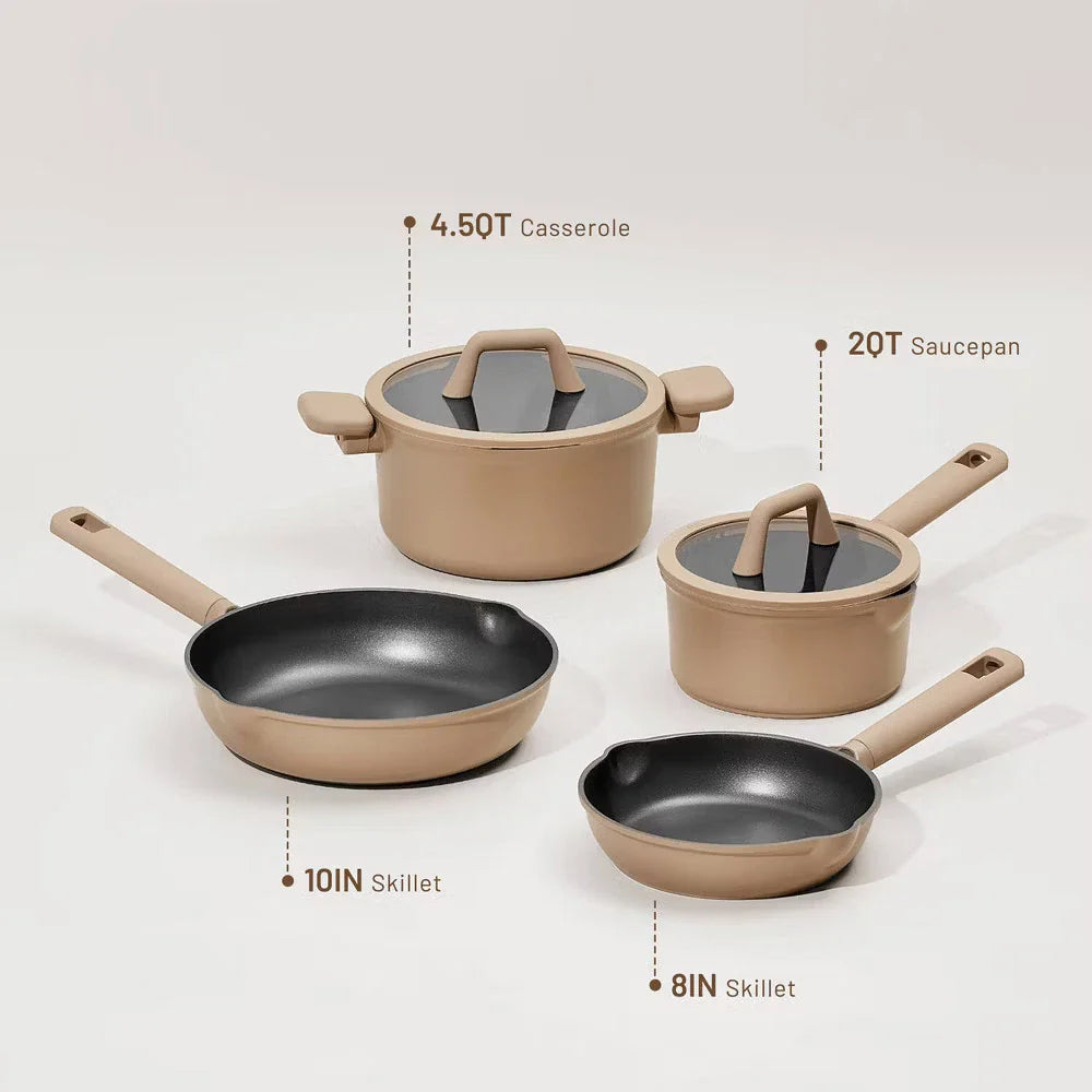 9pc Nonstick Cookware Set Taupe