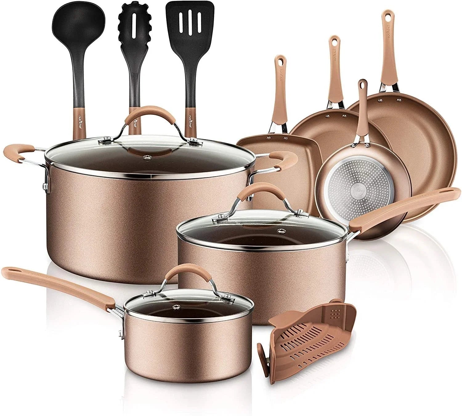14Pcs Kitchenware Pots & Pans Set-17.56lbs, High Qualified, Non Stick